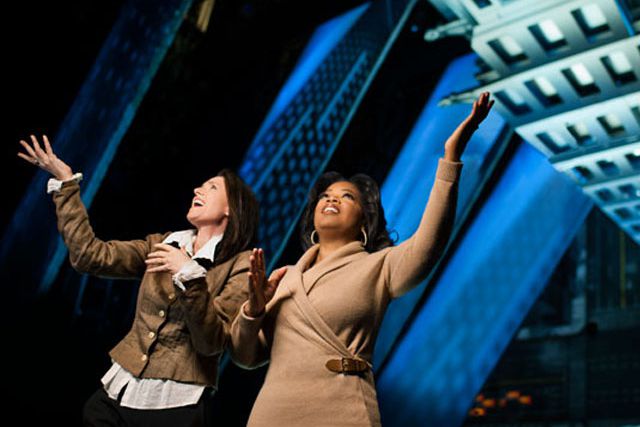 Julie Taymor and Oprah on the Spider-Man set in happier times